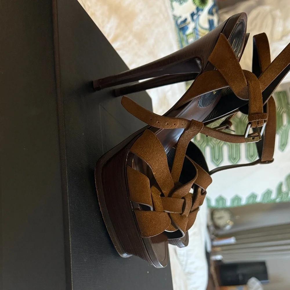 Yves Saint Laurent Brown Strappy Heels - Picture 8 of 8
